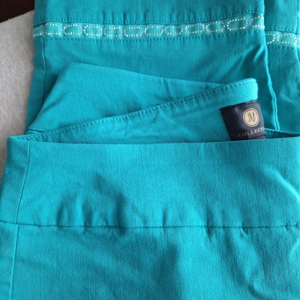JM Collection Teal Wide-Leg Pants
